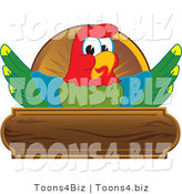 Vector Illustration of a Cartoon Parrot Mascot Wooden Plaque Logo by Mascot Junction