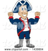 Vector Illustration of a Cartoon Patriot Mascot Flexing by Mascot Junction