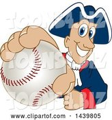 Vector Illustration of a Cartoon Patriot Mascot Grabbing a Baseball by Mascot Junction