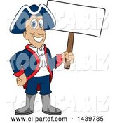 Vector Illustration of a Cartoon Patriot Mascot Holding a Blank Sign by Mascot Junction