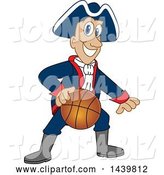 Vector Illustration of a Cartoon Patriot Mascot Playing Basketball by Mascot Junction