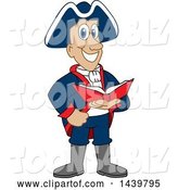 Vector Illustration of a Cartoon Patriot Mascot Reading a Book by Mascot Junction