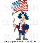 Vector Illustration of a Cartoon Patriot Mascot Waving an American Flag by Mascot Junction