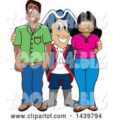 Vector Illustration of a Cartoon Patriot Mascot with Happy Parents or Teachers by Mascot Junction