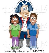 Vector Illustration of a Cartoon Patriot Mascot with Happy Students by Mascot Junction