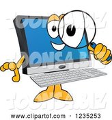 Vector Illustration of a Cartoon PC Computer Mascot Searching with a Magnifying Glass by Mascot Junction