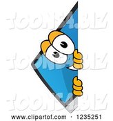 Vector Illustration of a Cartoon PC Computer Mascot Smiling Around a Sign by Mascot Junction