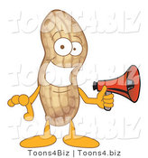 Vector Illustration of a Cartoon Peanut Mascot Holding a Megaphone by Mascot Junction