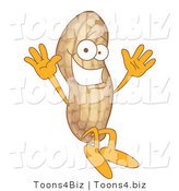 Vector Illustration of a Cartoon Peanut Mascot Jumping by Mascot Junction