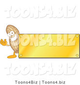 Vector Illustration of a Cartoon Peanut Mascot Logo with a Gold Plaque by Mascot Junction