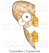 Vector Illustration of a Cartoon Peanut Mascot Looking Around a Blank Sign by Toons4Biz
