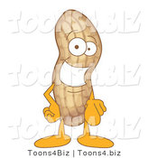 Vector Illustration of a Cartoon Peanut Mascot Pointing Outwards by Mascot Junction