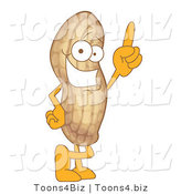 Vector Illustration of a Cartoon Peanut Mascot Pointing Upwards by Mascot Junction