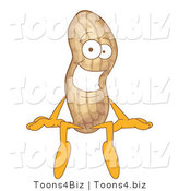 Vector Illustration of a Cartoon Peanut Mascot Sitting on a Blank Sign by Mascot Junction