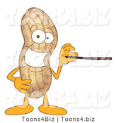 Vector Illustration of a Cartoon Peanut Mascot Using a Pointer Stick by Mascot Junction