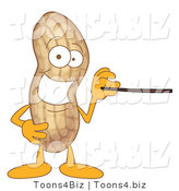 Vector Illustration of a Cartoon Peanut Mascot Using a Pointer Stick by Toons4Biz