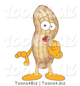 Vector Illustration of a Cartoon Peanut Mascot Whispering by Mascot Junction