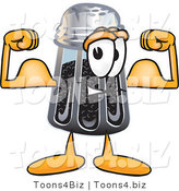 Vector Illustration of a Cartoon Pepper Shaker Mascot Flexing His Arm Muscles by Toons4Biz