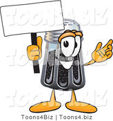 Vector Illustration of a Cartoon Pepper Shaker Mascot Holding a Blank Sign by Mascot Junction