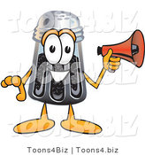 Vector Illustration of a Cartoon Pepper Shaker Mascot Holding a Megaphone by Toons4Biz