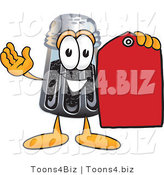 Vector Illustration of a Cartoon Pepper Shaker Mascot Holding a Red Sales Price Tag by Mascot Junction