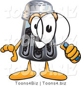 Vector Illustration of a Cartoon Pepper Shaker Mascot Looking Through a Magnifying Glass by Mascot Junction
