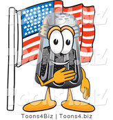 Vector Illustration of a Cartoon Pepper Shaker Mascot Pledging Allegiance to an American Flag by Mascot Junction