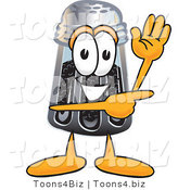 Vector Illustration of a Cartoon Pepper Shaker Mascot Waving and Pointing by Toons4Biz
