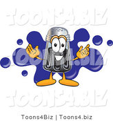 Vector Illustration of a Cartoon Pepper Shaker Mascot with a Blue Paint Splatter by Mascot Junction