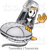Vector Illustration of a Cartoon Pepper Shaker Mascot with a Computer Mouse by Mascot Junction