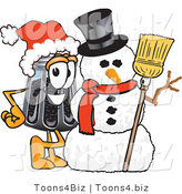 Vector Illustration of a Cartoon Pepper Shaker Mascot with a Snowman on Christmas by Mascot Junction