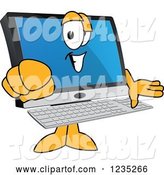 Vector Illustration of a Cartoon Pointing PC Computer Mascot by Toons4Biz