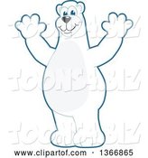 Vector Illustration of a Cartoon Polar Bear School Mascot Cheering by Mascot Junction