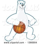 Vector Illustration of a Cartoon Polar Bear School Mascot Dribbling a Basketball by Mascot Junction