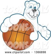 Vector Illustration of a Cartoon Polar Bear School Mascot Grabbing a Basketball by Mascot Junction