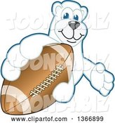 Vector Illustration of a Cartoon Polar Bear School Mascot Grabbing an American Football by Mascot Junction