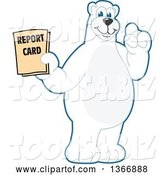Vector Illustration of a Cartoon Polar Bear School Mascot Holding a Report Card by Mascot Junction