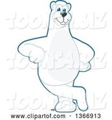 Vector Illustration of a Cartoon Polar Bear School Mascot Leaning by Mascot Junction