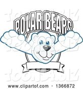 Vector Illustration of a Cartoon Polar Bear School Mascot Leaping from a Shield by Mascot Junction