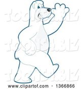 Vector Illustration of a Cartoon Polar Bear School Mascot Walking and Waving by Mascot Junction