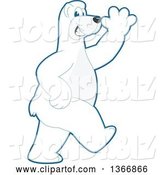 Vector Illustration of a Cartoon Polar Bear School Mascot Walking and Waving by Toons4Biz