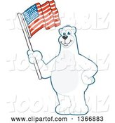 Vector Illustration of a Cartoon Polar Bear School Mascot Waving an American Flag by Toons4Biz
