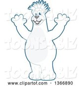 Vector Illustration of a Cartoon Polar Bear School Mascot with a Mohawk, Cheering by Mascot Junction