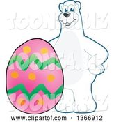 Vector Illustration of a Cartoon Polar Bear School Mascot with an Easter Egg by Mascot Junction