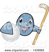 Vector Illustration of a Cartoon Porpoise Dolphin School Mascot Grabbing a Field Hockey Ball and Holding a Stick by Mascot Junction