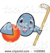 Vector Illustration of a Cartoon Porpoise Dolphin School Mascot Grabbing a Field Hockey Ball and Holding a Stick by Toons4Biz