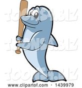 Vector Illustration of a Cartoon Porpoise Dolphin School Mascot Holding a Baseball Bat by Toons4Biz