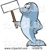 Vector Illustration of a Cartoon Porpoise Dolphin School Mascot Holding a Blank Sign by Mascot Junction