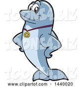 Vector Illustration of a Cartoon Porpoise Dolphin School Mascot Wearing a Sports Medal by Mascot Junction