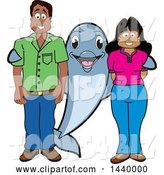 Vector Illustration of a Cartoon Porpoise Dolphin School Mascot with Teachers or Parents by Toons4Biz